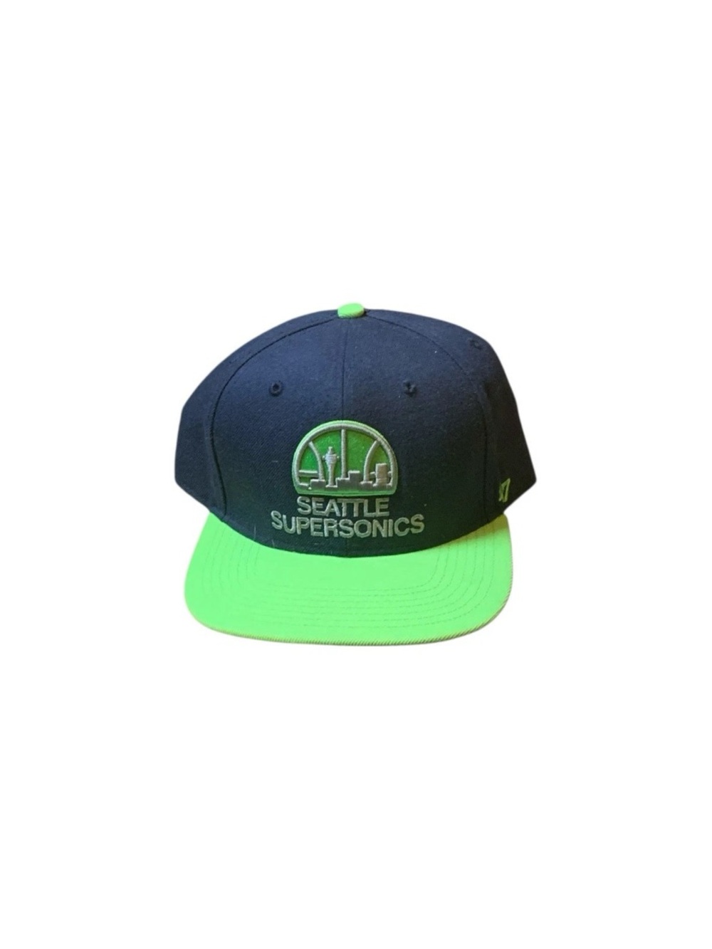 Supersonics Navy Green Snapback Hat Cap One Size Seahawks Colorway - Sonics Hat